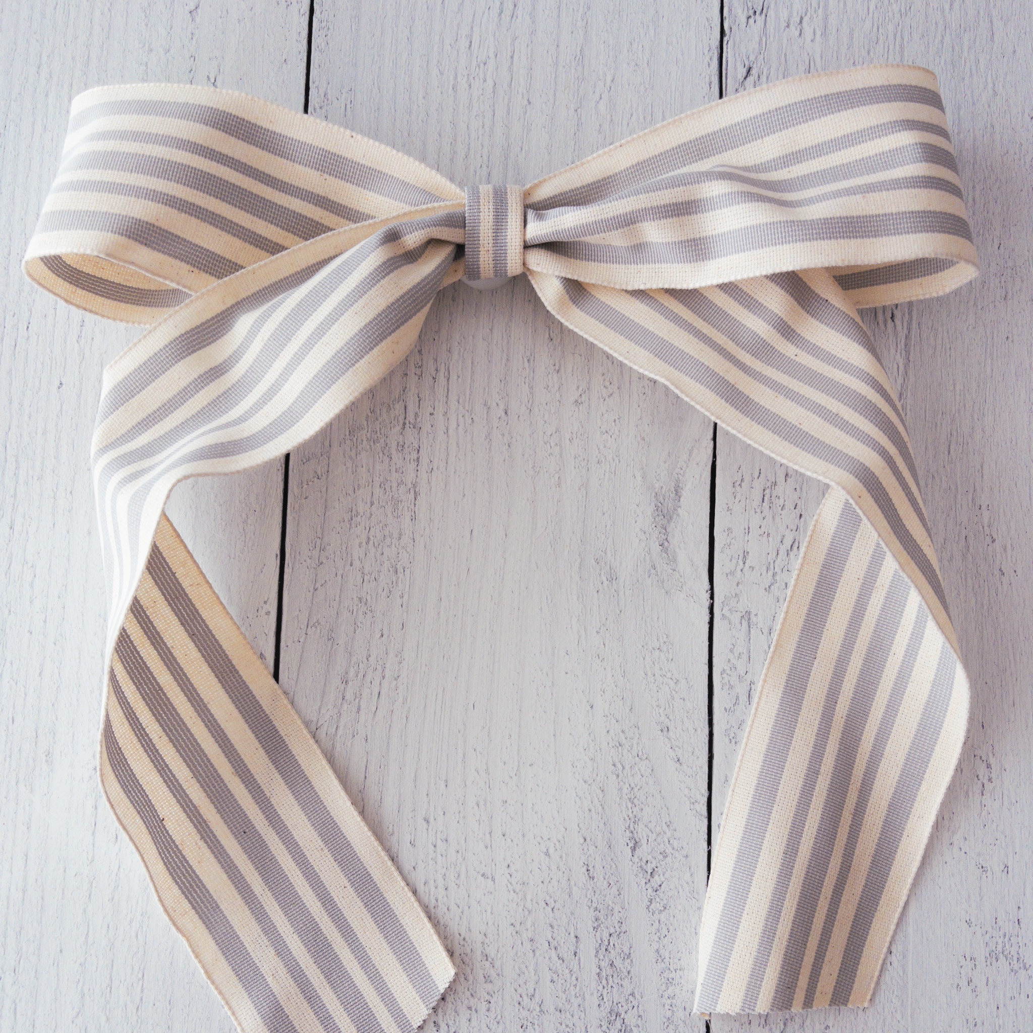 Gray Striped Cotton Bow