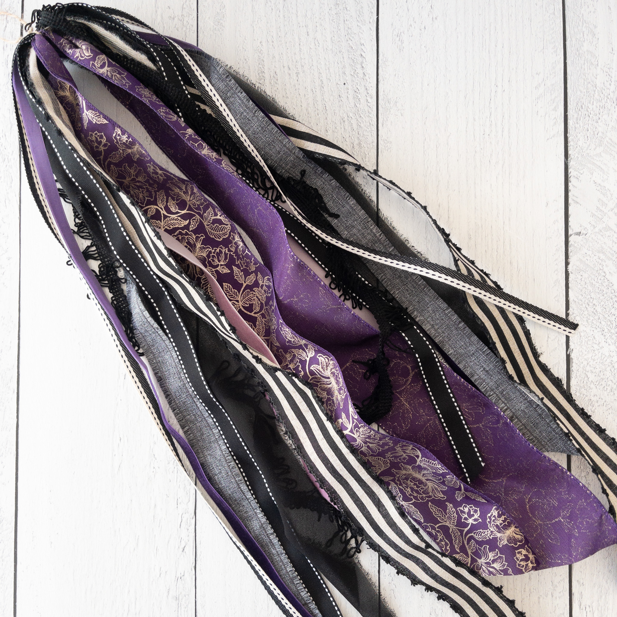 Purple and Black Long Ribbon Set