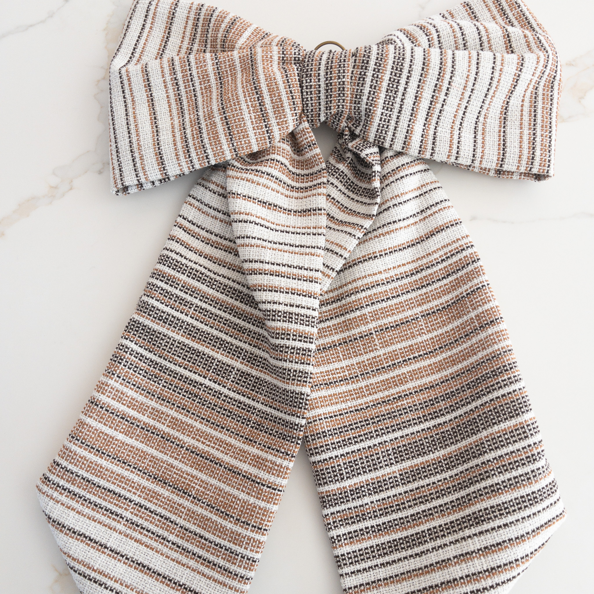 X-Large Handmade Fabric Bow Brown Black White