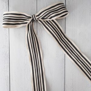 Long Length Wide Tan and Black Stripe Bow