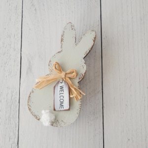 Wood welcome tag bunny